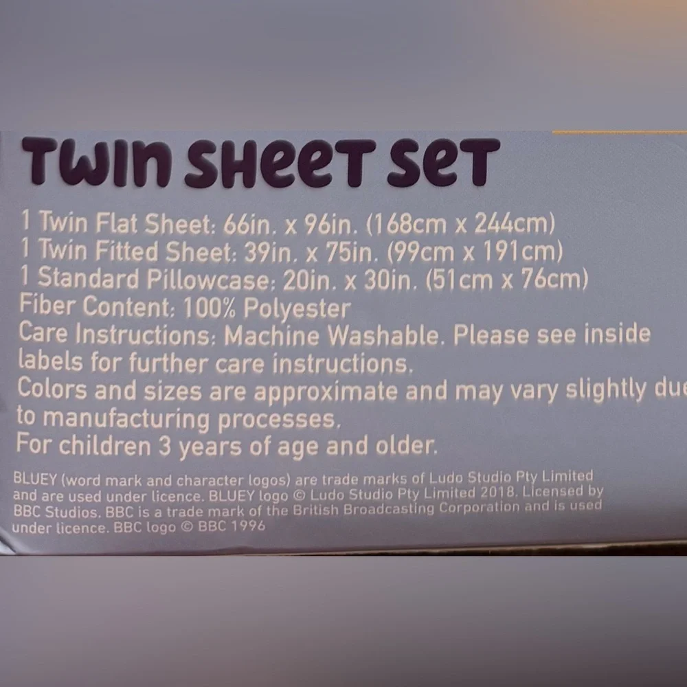 Disney Bluey Christmas Print Twin Size Sheet Set